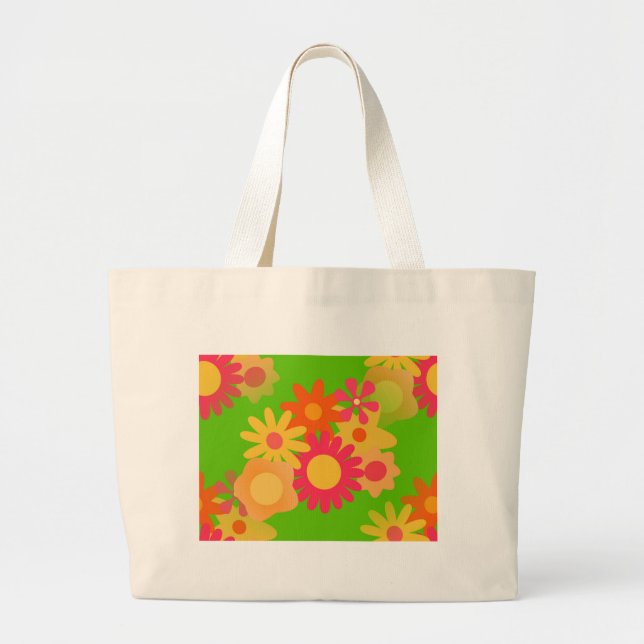 groovy mod floral large tote bag (Front)