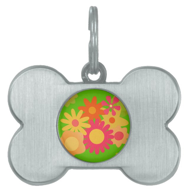 groovy mod floral pet tag (Front)