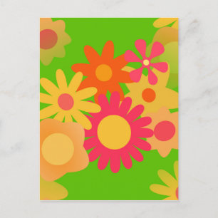 groovy mod floral postcard