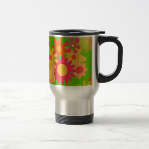 groovy mod floral travel mug
