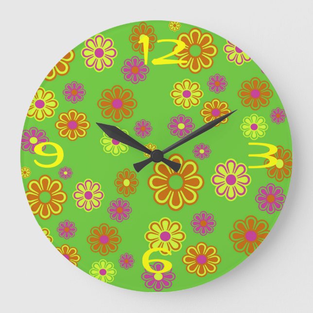 Groovy Mod Pop 70's Flower Power Clock (Front)