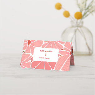 Groovy modern pink daisy wedding place card