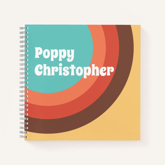 Groovy Modern Retro Bold Curves Personalised Notebook (Front)