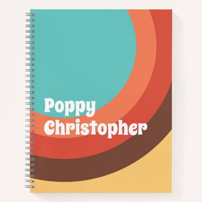 Groovy Modern Retro Bold Curves Personalised Notebook (Front)