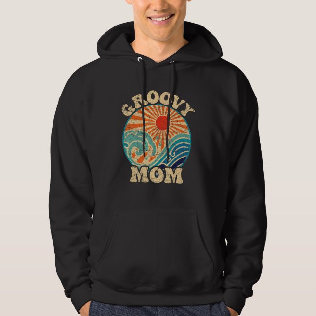 Groovy Mom Retro 70s Aesthetic Sunset Mother Day 1 Hoodie (Front)