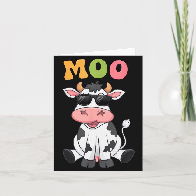 Groovy Moo Cow - Funny Farmer Cow Men Women Kids B Card (Front)