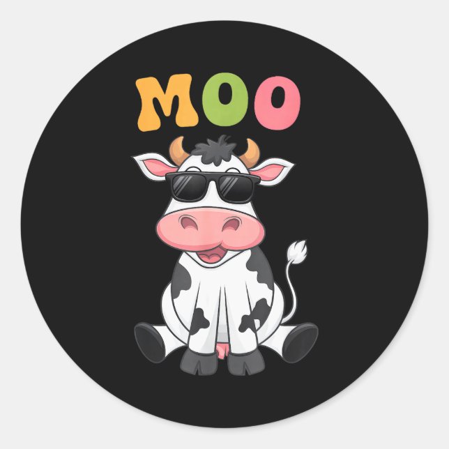 Groovy Moo Cow - Funny Farmer Cow Men Women Kids B Classic Round Sticker (Front)