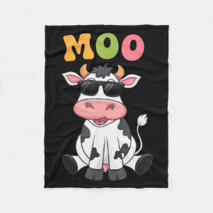 Groovy Moo Cow - Funny Farmer Cow Men Women Kids B Fleece Blanket