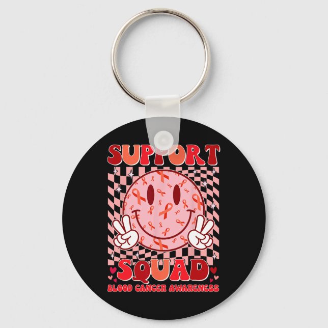 Groovy Motivational Support Squad Blood Cancer Awa Key Ring (Front)
