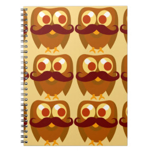 Groovy Moustache Owls Notebook