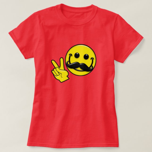 Groovy Moustache Peace T-Shirt (Design Front)