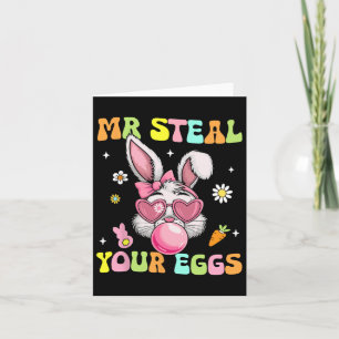 Groovy Mr Steal Eggs Easter Days Bunny Hunting Res Card