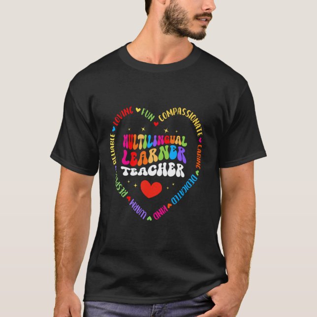 Groovy Multilingual Learner Teacher Maestra Spanis T-Shirt (Front)