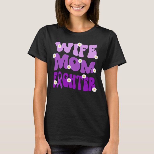 groovy mum wife fighter fibromyalgia FM awareness  T-Shirt (Front)