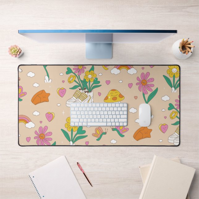 Groovy Mushroom Love Desk Mat (Office 1)