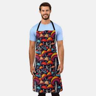 Groovy Mushroom Retro Art Apron