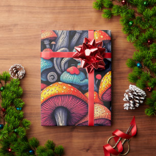 Groovy Mushroom Retro Wrapping Paper