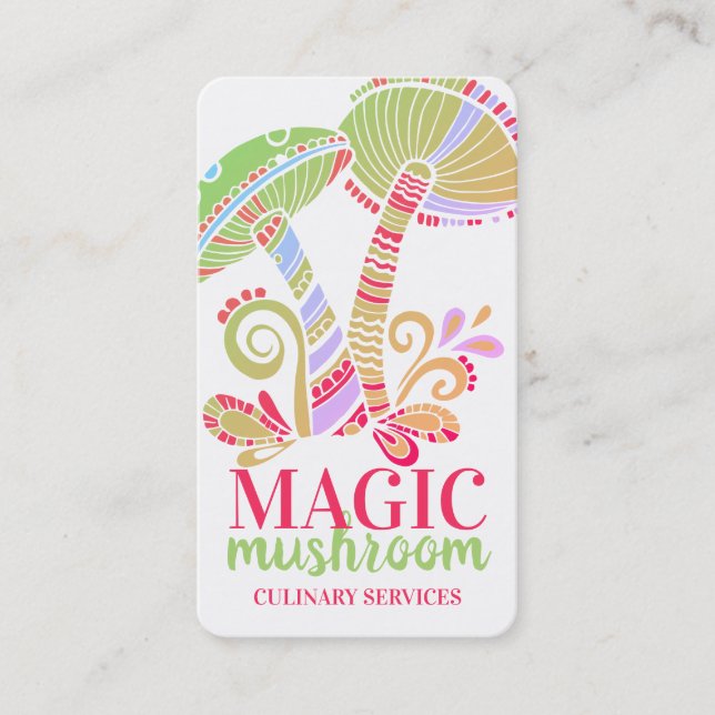 Groovy mushrooms chef catering culinary business card (Front)