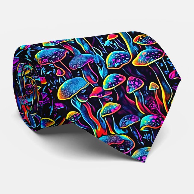 Groovy Mushrooms Pattern Tie (Rolled)