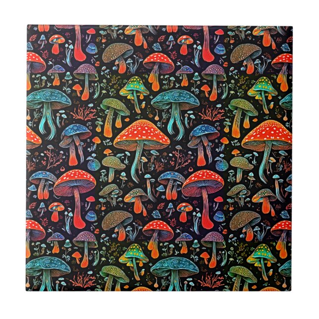 Groovy Mushrooms Pattern Tile (Front)