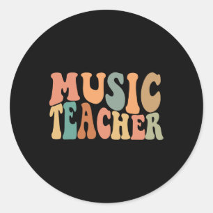 Groovy Music Teacher Cute Byck To School Supplies Classic Round Sticker