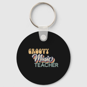 Groovy Music Teacher Shirt - Retro Music Teacher F Key Ring