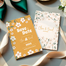 Groovy Mustard Floral Save the Date