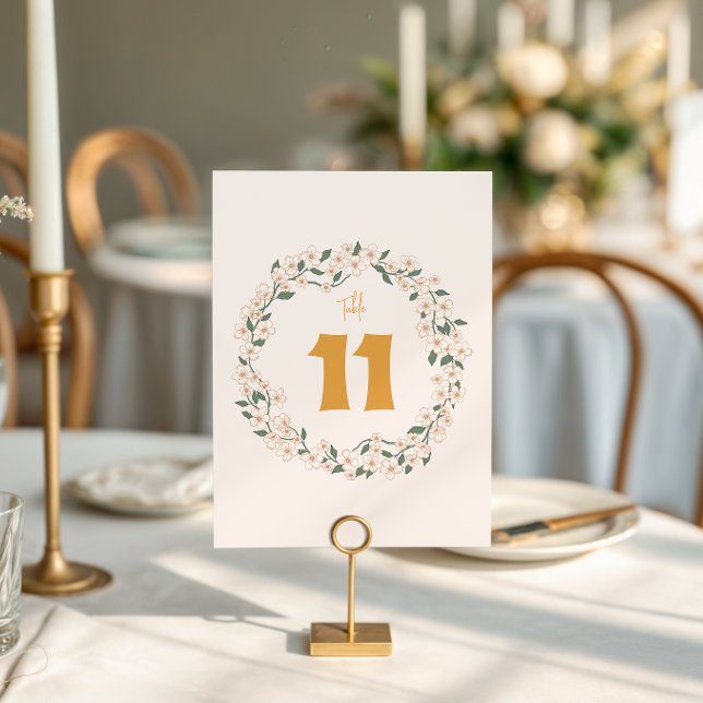 Groovy Mustard Floral Wedding Table Numbers (Creator Uploaded)
