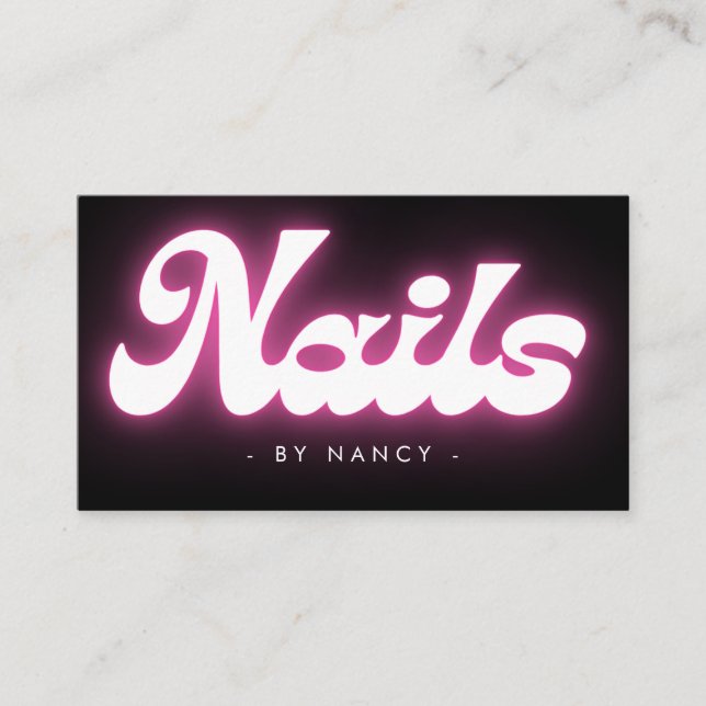 Groovy Nails Neon Pink Business Card (Front)