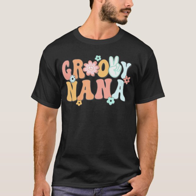Groovy Nana Grandma Matching Family 1St Birthday P T-Shirt (Front)