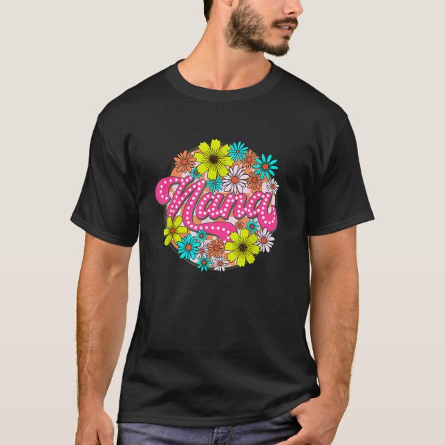 Groovy Nana Retro Flowers Women Mother s Day Grand T-Shirt (Front)