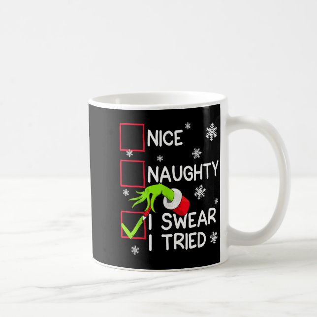 Groovy Naughty I Swear I Tried Christmas Xmas Men  Coffee Mug (Right)