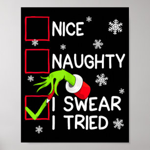 Groovy Naughty I Swear I Tried Christmas Xmas Men  Poster