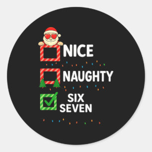 Groovy Naughty Six Seven 67 Christmas Family Xmas  Classic Round Sticker