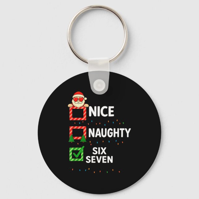 Groovy Naughty Six Seven 67 Christmas Family Xmas  Key Ring (Front)