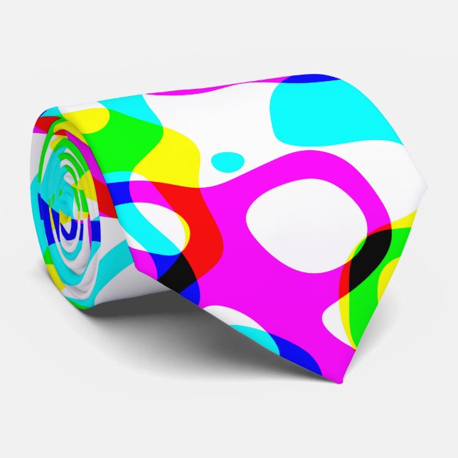 Groovy Neon Fluorescent Hippie Liquid Swirls Tie (Rolled)