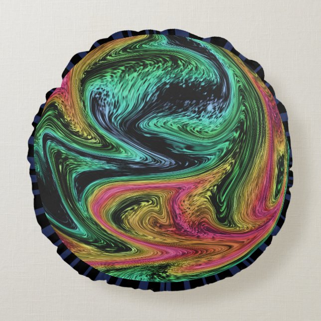 Groovy Neon Marble Round Cushion (Front)