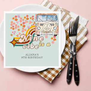 Groovy Nine is a vibe daisy Van 9th birthday Napkin