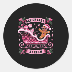 Groovy Nk Christmas Candy Sleigh Girl Gingerbread Classic Round Sticker