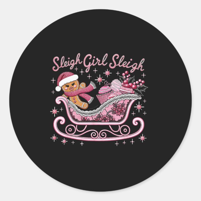 Groovy Nk Christmas Candy Sleigh Girl Gingerbread  Classic Round Sticker (Front)