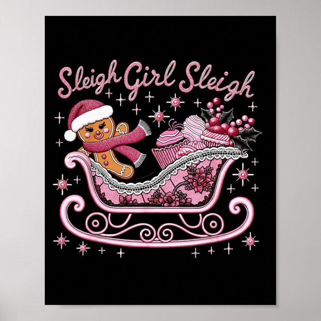 Groovy Nk Christmas Candy Sleigh Girl Gingerbread  Poster (Front)