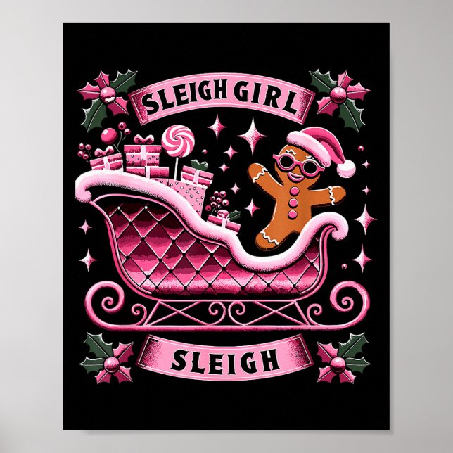 Groovy Nk Christmas Candy Sleigh Girl Gingerbread  Poster (Front)