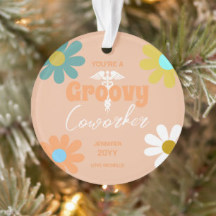 Groovy Nurse Coworker Fun Personalised Christmas Ornament