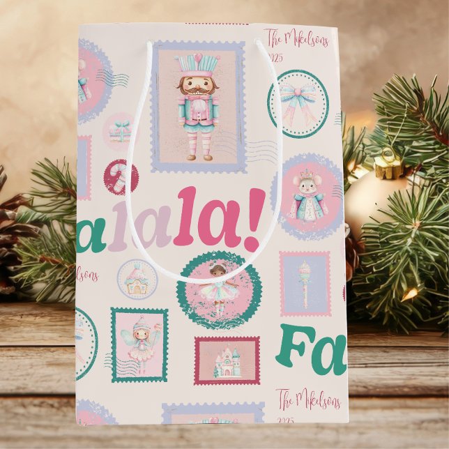 Groovy Nutcracker Retro Pastel Christmas Medium Gift Bag (Creator Uploaded)