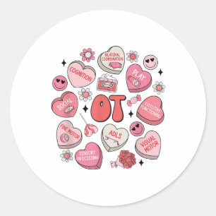 Groovy Occupational Therapy Valentine Ot Conversat Classic Round Sticker