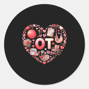 Groovy occupational therapy valentines ot classic round sticker