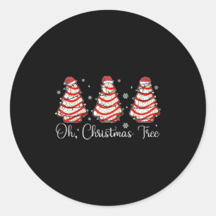 Groovy Oh Christmas Tree Cakes Debbie Becky Jen Ca Classic Round Sticker