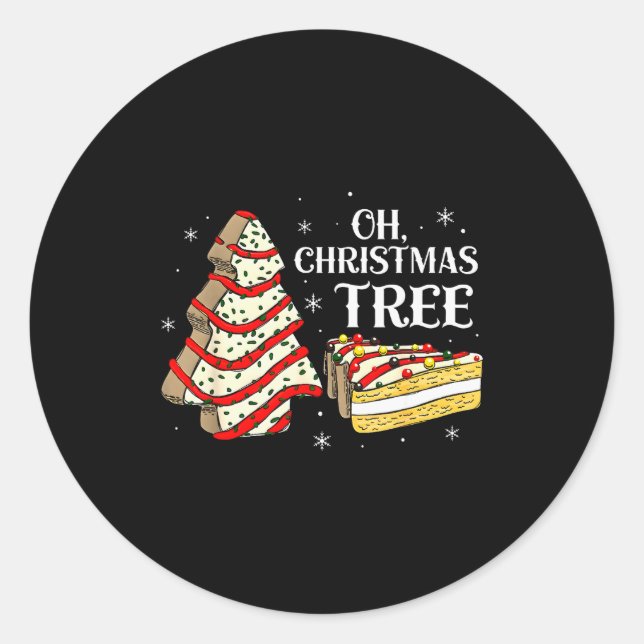 Groovy Oh Christmas Tree Cakes Debbie Becky Jen Ca Classic Round Sticker (Front)