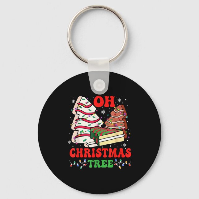 Groovy Oh Christmas Tree Cakes Debbie Becky Jen Ca Key Ring (Front)