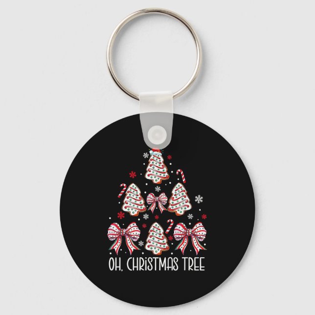 Groovy Oh Christmas Tree Cakes Debbie Becky Jen Ca Key Ring (Front)